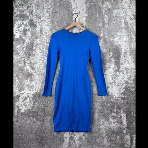 New Alexander McQueen Bodycon Dress Small Chainmail Sheath Royal Blue Mini